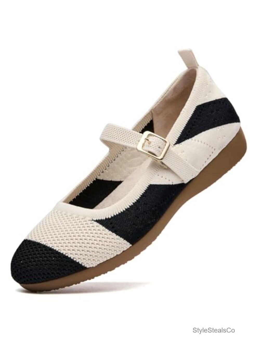 Women's Flyknit Mary Jane Flats - Adjustable Strap, Machine-Washable,